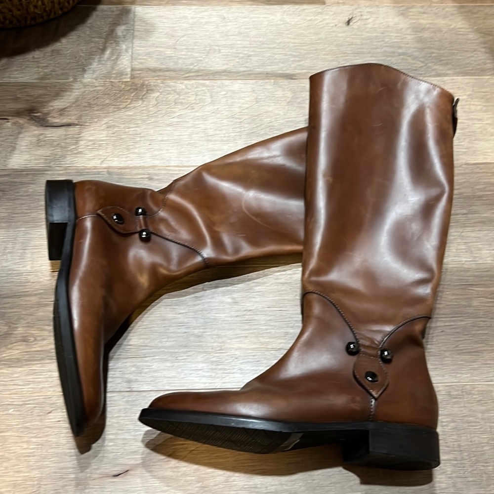 Brown leather tall boots, size 37 made in Italy